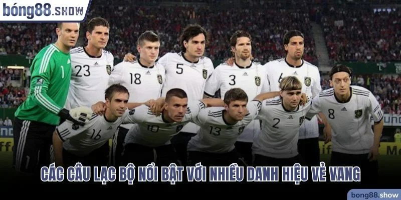 Các câu lạc bộ nổi bật với nhiều danh hiệu vẻ vang