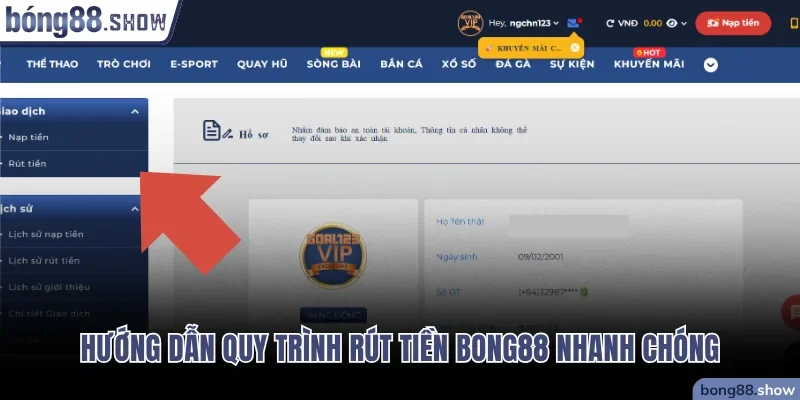 Rút tiền Bong88